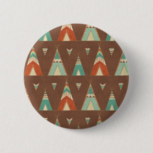 Badge Rond 5 Cm Motif turquoise de Teepee d'étape de Geo de
