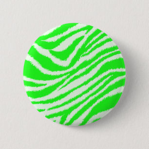 Badge Rond 5 Cm Motif vert au néon de zèbre