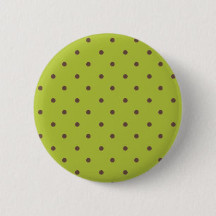 Badge Rond 5 Cm Motif Vert Et Pois Brown