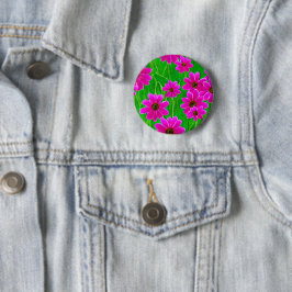 Badge Rond 5 Cm Motif vert et rose vif