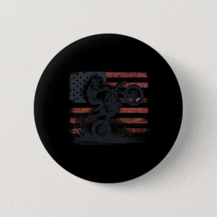 Badge Rond 5 Cm Motocross Drapeau Américain Moto Cross