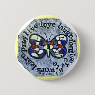 BADGE ROND 5 CM MOTS À VIVRE À CÔTÉ DU BOUTON