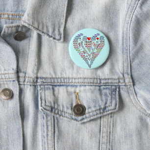 Badge Rond 5 Cm Mots du coeur