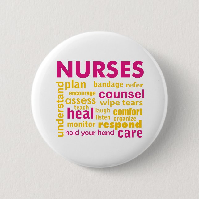 Badge Rond 5 Cm Mots inspirés d'infirmière (Devant)