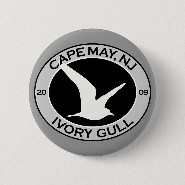 Badge Rond 5 Cm Mouette ene ivoire de Cape May (Devant)