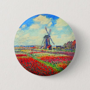 Badge Rond 5 Cm Moulin à vin Monet Tulips