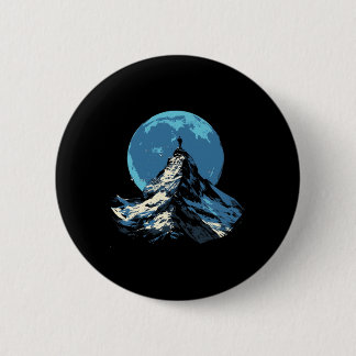 Badge Rond 5 Cm Mountain Peak Adventure Design - Climbing And Hiki