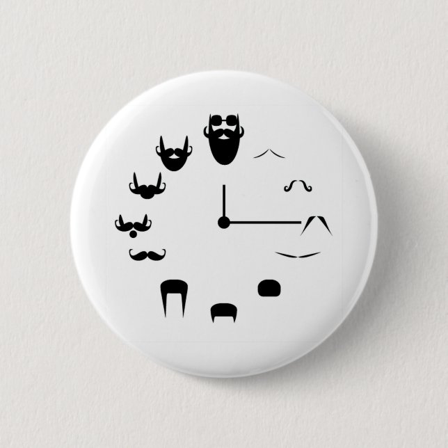 Badge Rond 5 Cm Moustache Clockface (Devant)