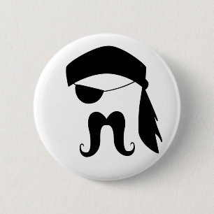 Badge Rond 5 Cm Moustache de pirate