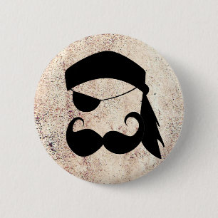 Badge Rond 5 Cm Moustache de pirate