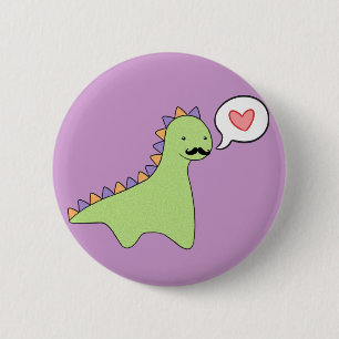 Badge Rond 5 Cm Moustache mignonne de dinosaure