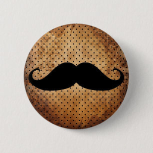 Badge Rond 5 Cm Moustache noire drôle