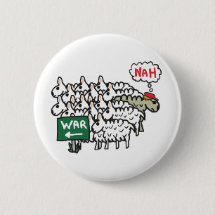 Badge Rond 5 Cm Mouton anti-guerre
