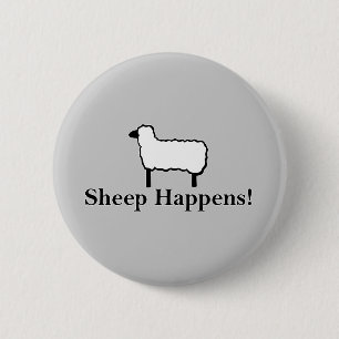 Badge Rond 5 Cm Mouton Arrive Drôle de Mouton Jeu de Mots
