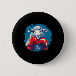 Badge Rond 5 Cm Mouton Boxeur Avec Gants De Boxe Kickboxing Drôle