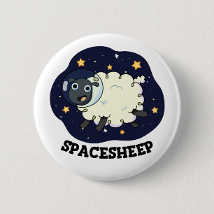 Badge Rond 5 Cm Mouton spatial Blague drôle d'astronaute