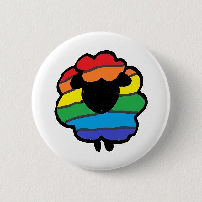 Badge Rond 5 Cm Moutons d'arc-en-ciel (Devant)