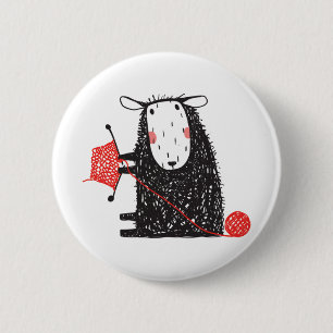 Badge Rond 5 Cm Moutons de tricot