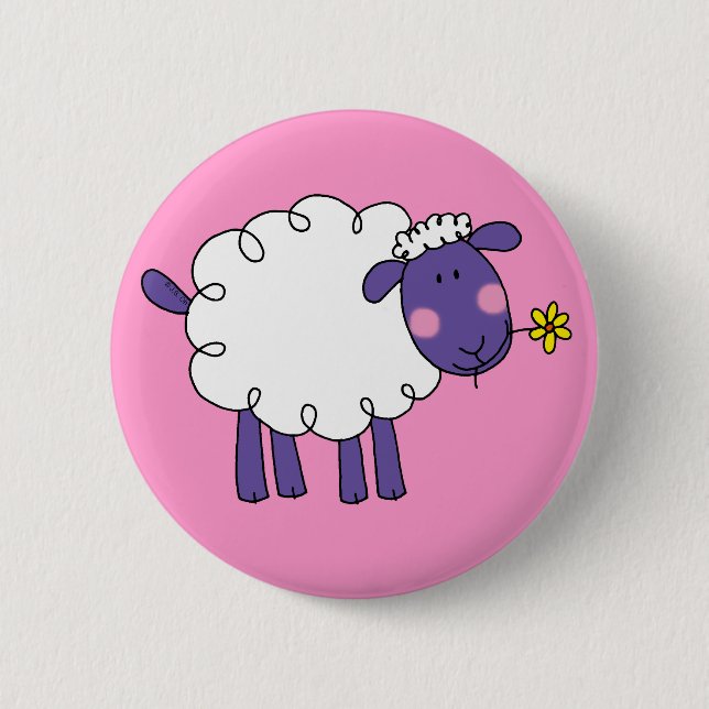Badge Rond 5 Cm Moutons laineux (Devant)
