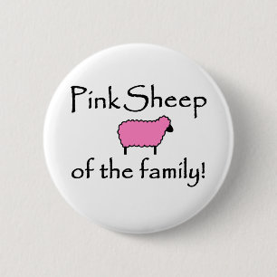 Badge Rond 5 Cm Moutons roses de la famille