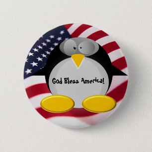 Badge Rond 5 Cm Mr.Penguin - Dieu bénissent l'Amérique