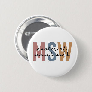 Badge Rond 5 Cm MSW Master of Social Work Retro Graduation