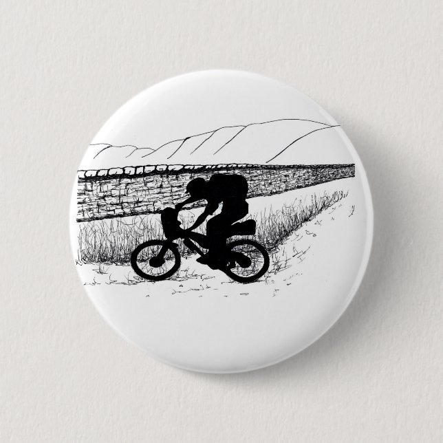 Badge Rond 5 Cm MTB Bikepacking camping sauvage bivaveuse (Devant)