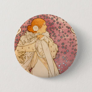 Badge Rond 5 Cm Mucha Art nouveau femme beauté