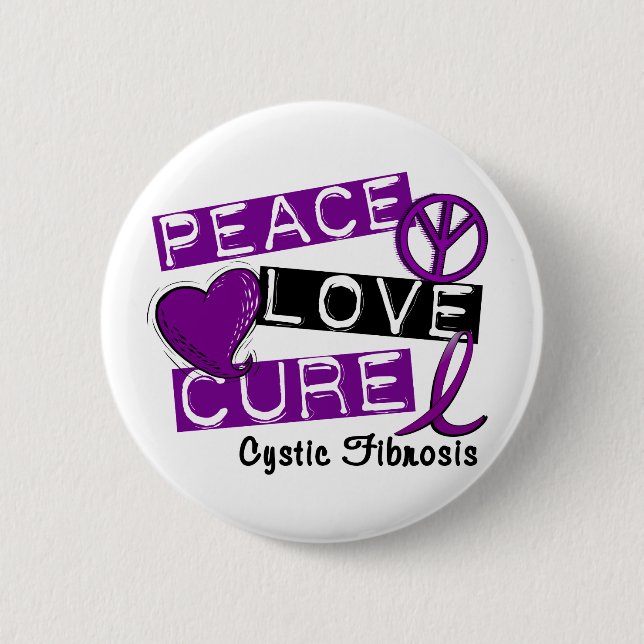 BADGE ROND 5 CM MUCOVISCIDOSE DE TRAITEMENT D'AMOUR DE PAIX (Devant)