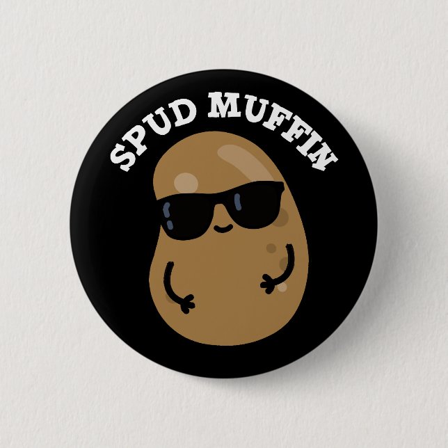 Badge Rond 5 Cm Muffin Pud Funny Potato Pun Dark BG (Devant)
