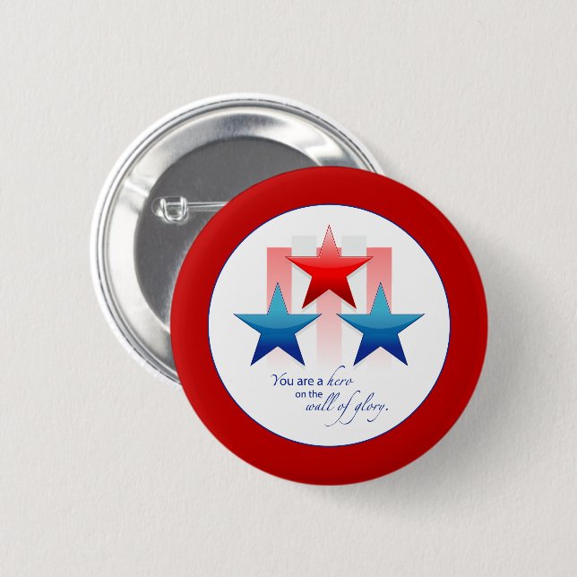 Badge Rond 5 Cm Mur de gloire de héros patriotique, armée Merci (Devant & derrière)