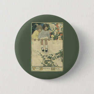 Badge Rond 5 Cm Mur de jardin Jessie Willcox Smith, Enfants vintag