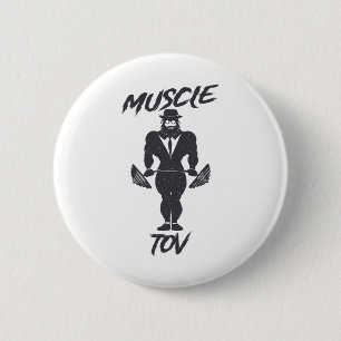 Badge Rond 5 Cm Muscle Tov Haltérophilie Culturisme Rabbin Juif