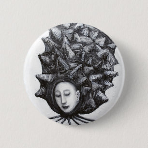 Badge Rond 5 Cm Muse dans une coquille (surréalisme)