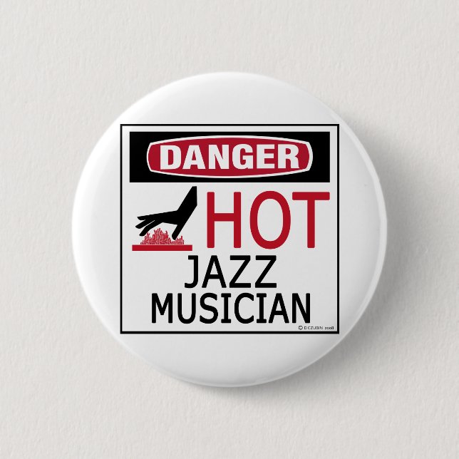 Badge Rond 5 Cm Musicien de jazz chaud (Devant)
