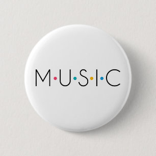 Badge Rond 5 Cm Musicien des points de couleur musique