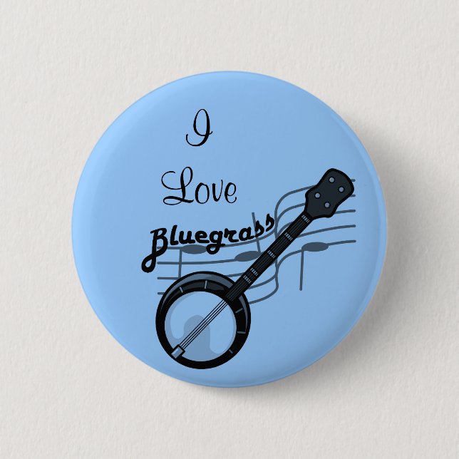 Badge Rond 5 Cm Musique Bluegrass avec banjo (Devant)