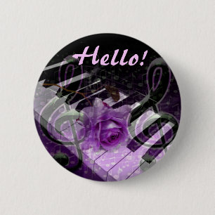 Badge Rond 5 Cm Musique D'Amour, Purle_