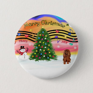 Badge Rond 5 Cm Musique de Noël 2 - Cavalier (Ruby)