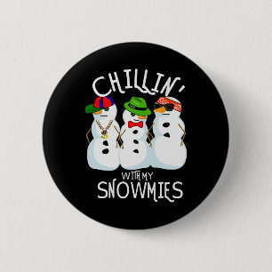Badge Rond 5 Cm Musique Hip-Hop Noël Chillin Snowman Avec Mon Sn