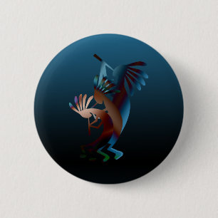 Badge Rond 5 Cm Musique Kokopelli Blues