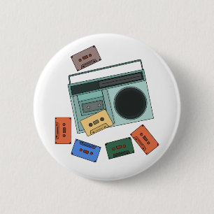 Badge Rond 5 Cm Musique rétro Vintage des années 80