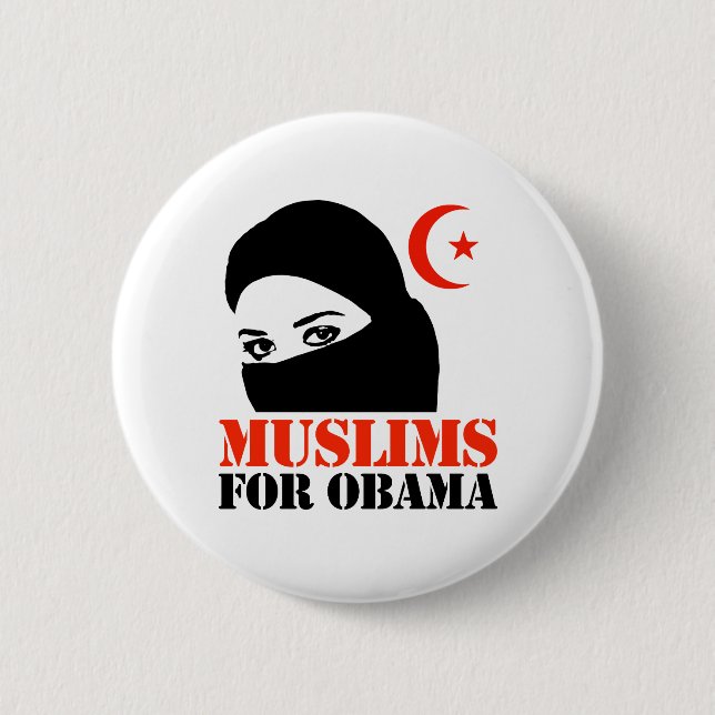 BADGE ROND 5 CM MUSULMANS POUR OBAMA (Devant)