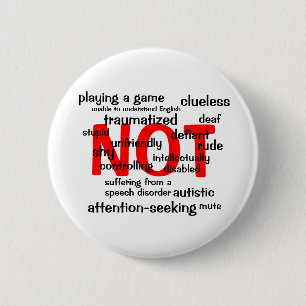 Badge Rond 5 Cm Mutisme sélectif NON