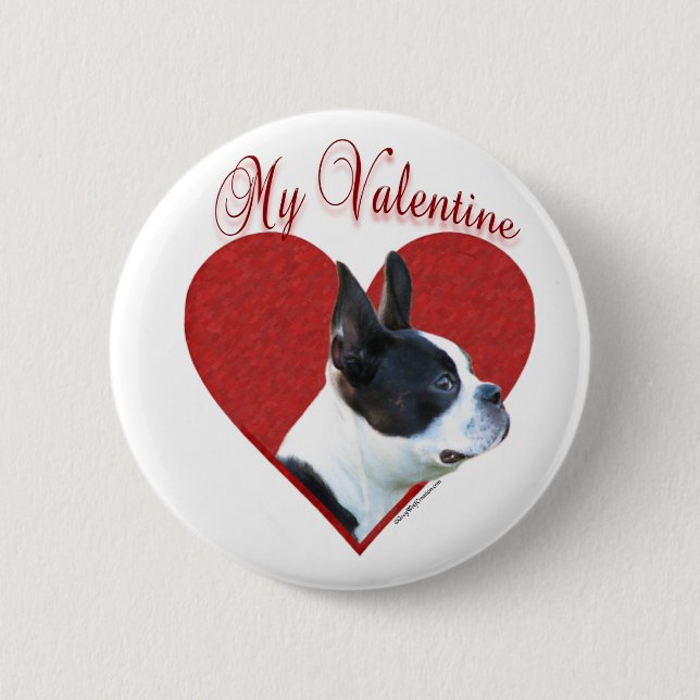 Badge Rond 5 Cm My Boston Terrier Valentine (Devant)