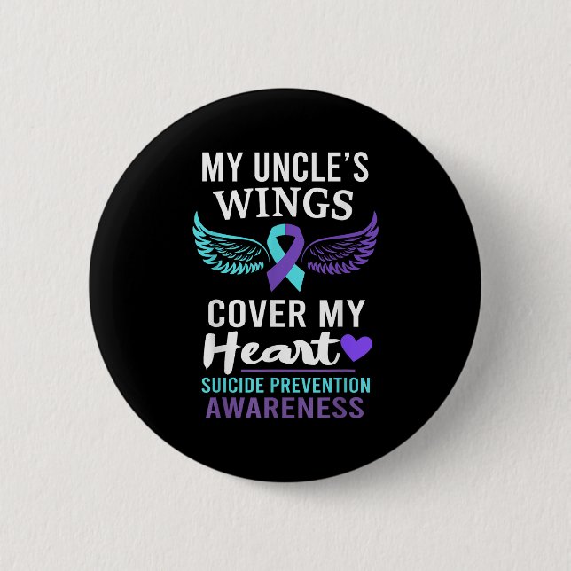 Badge Rond 5 Cm My Uncle's Wings Cover Heart Suicide Awareness Rib (Devant)