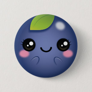 Badge Rond 5 Cm Myrtille de Kawaii