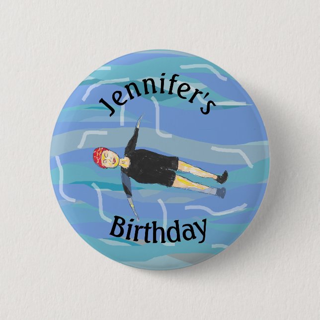 Badge Rond 5 Cm Nager nager nage mer nage (Devant)