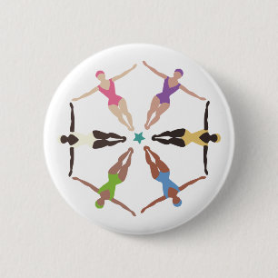 Badge Rond 5 Cm Nageurs synchronisés