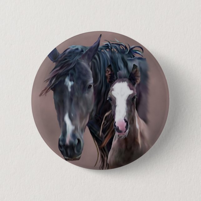 Badge Rond 5 Cm Nakota Mare et Foal (Devant)